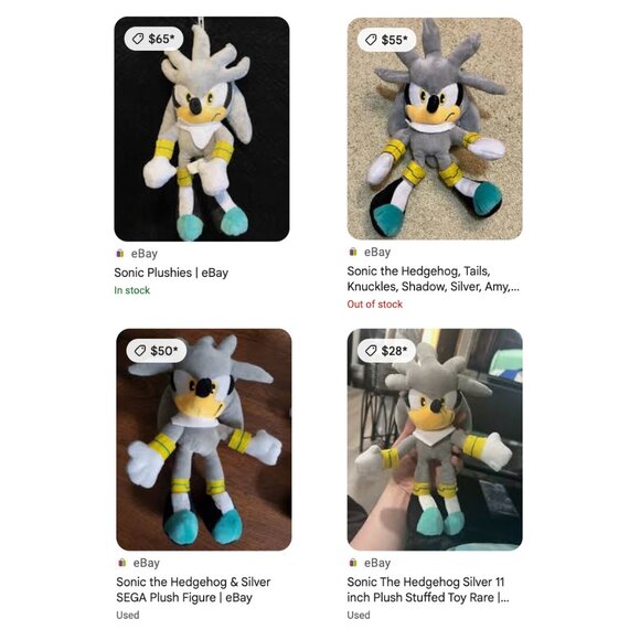 Sonic The Hedgehog "Silver" Plush Stuffed Animal - Picture 4 of 4